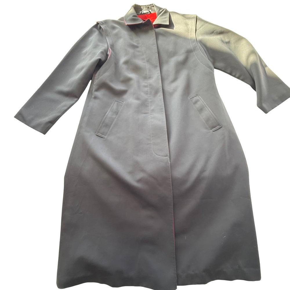 Vintage 90s Forecast Trench Coat Gray Red Lined Size 9 10